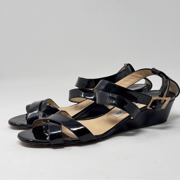Jimmy Choo Chiara Demi Wedge Crisscross Sandals – Black Patent Size 39.5,Specials : American Fashion Style Bags On Sale
